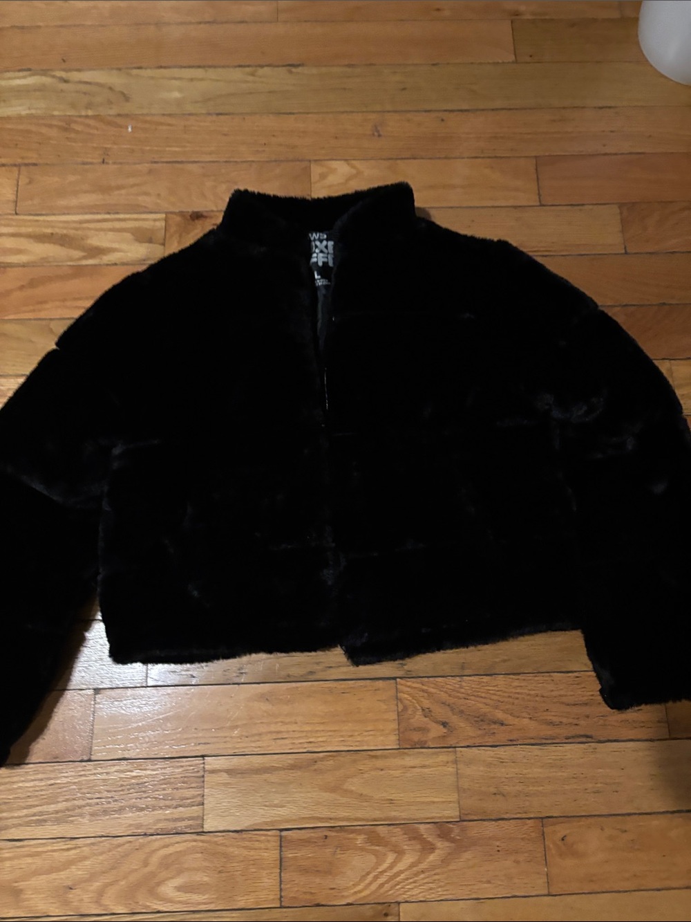 Black Faux Fur Cropped Jacket - Women